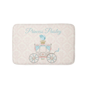 Fairytale Princess Carriage Blush Ivory Aqua Bath Mat