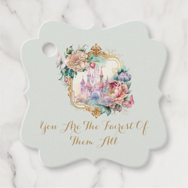 Fairytale Princess Castle Birthday Favour Tags (Front)