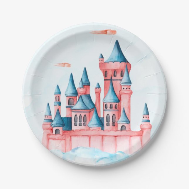 Fairytale Princess Castle Birthday Party Paper Plate (Front)