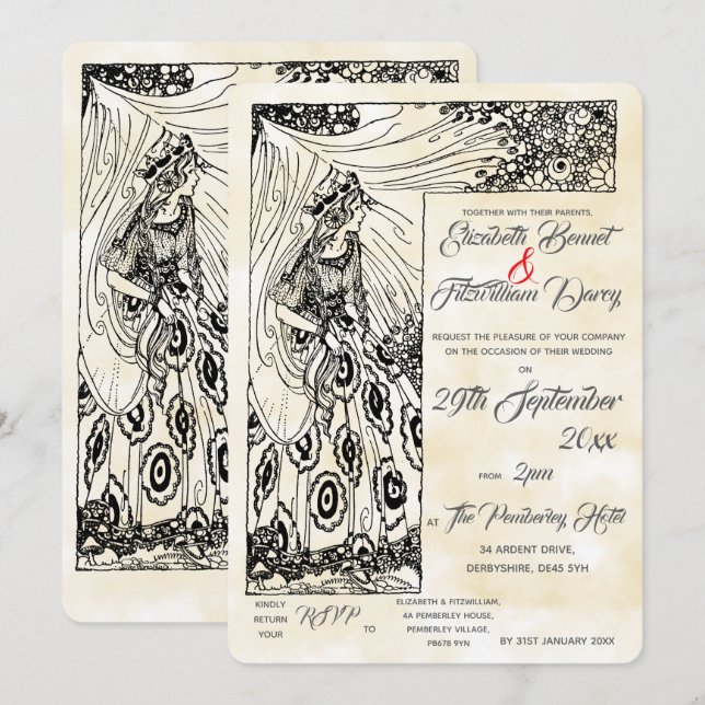 Fairytale Princess Faire-part de mariage (Devant / Derrière)