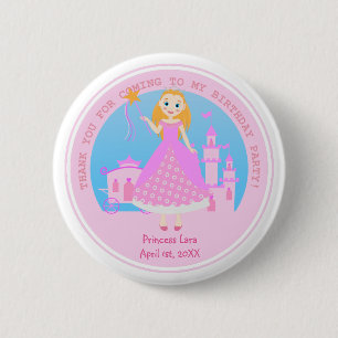 Fairytale Princess in Pink  Birthaday Party 2 Inch Round Button