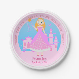 Fairytale Princess in Pink  Birthaday Party Paper Plate
