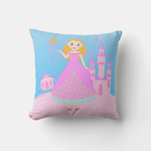 Fairytale Princess in Pink Birthaday Party Throw Pillow