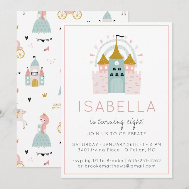 Fairytale Princess Party Invitation (Devant / Derrière)