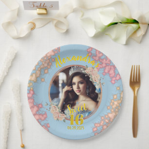 Fairytale Princess Photo Sweet sixteen Paper Plate