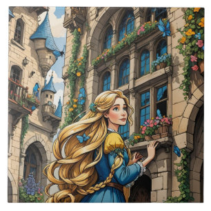 Fairytale - Rapunzel. Beautiful golden hair Tile