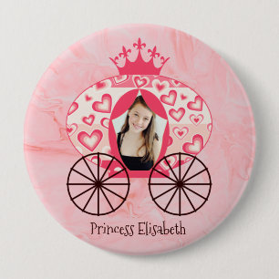 Fairytale Royal Princess Carriage Girl Birthday 4 Inch Round Button