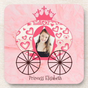 Fairytale Royal Princess Carriage Girl Birthday Coaster