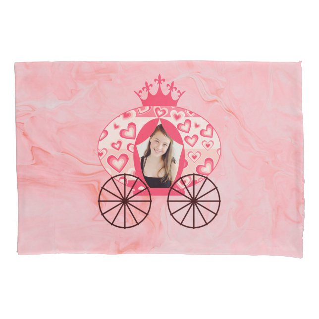 Fairytale Royal Princess Carriage Girl Birthday  Pillowcase (Front)