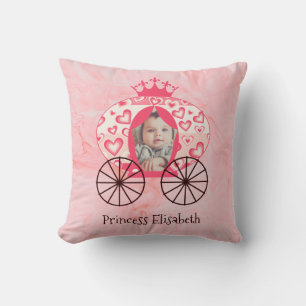 Fairytale Royal Princess Carriage Girl Birthday Throw Pillow