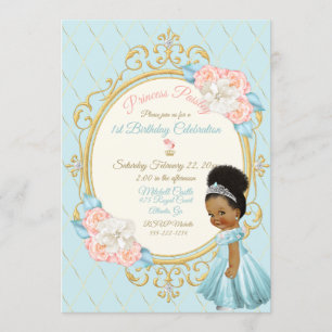 Fairytale Royal Princess Pink Aqua Girl Ethnic Invitation