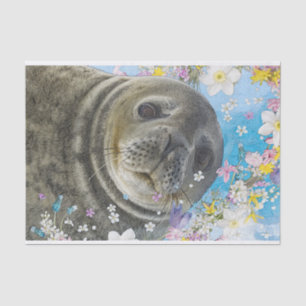 Fairytale Sealion in Ocean of Flowers Tissue Paper