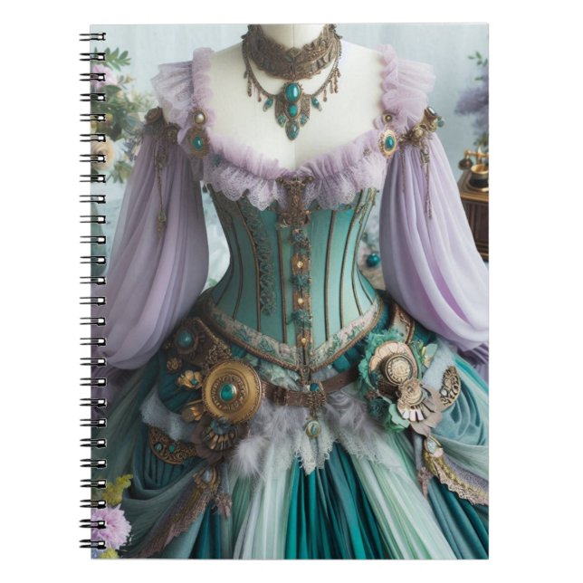 Fairytale Spring Pastel Floral Gown Notebook (Front)