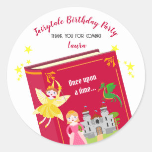 Fairytale Stories Girl Birthday Party Classic Round Sticker