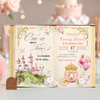 Fairytale Storybook Princess First Birthday Invitation
