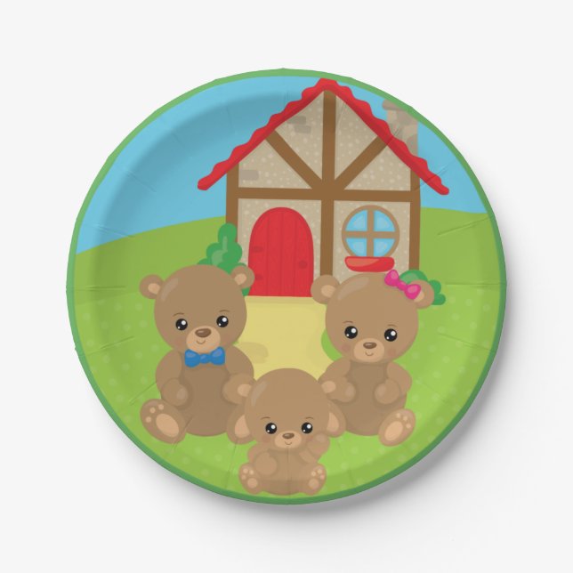 Fairytale Storytime Goldilock and Three Bears Paper Plate (Front)