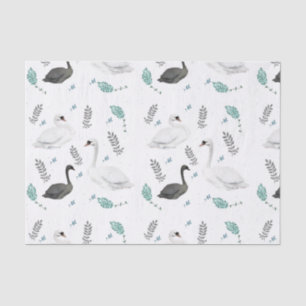 Fairytale Swan Illustration Folk Botanical    Tissue Paper