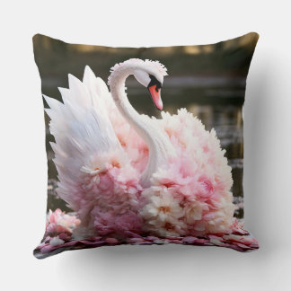 Fairytale swan throw pillow