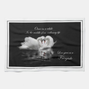 Fairytale swans kitchen towel