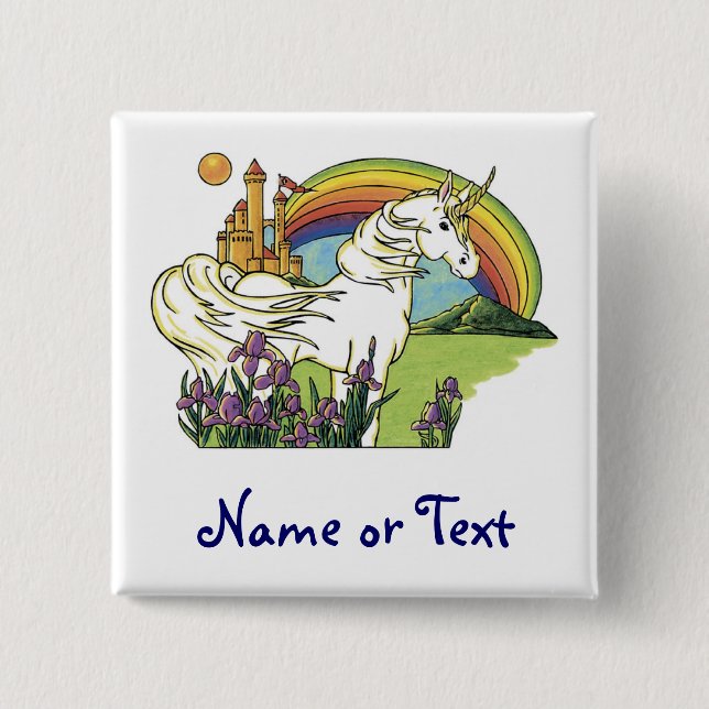 Fairytale Unicorn 2 Inch Square Button (Front)
