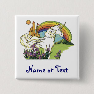 Fairytale Unicorn 2 Inch Square Button
