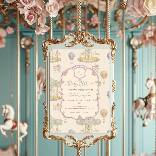 Fairytale Vintage Amusement Park Baby Shower Invitation (Creator Uploaded)