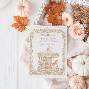 Fairytale Vintage Amusement Park Baby Shower Thank You Card