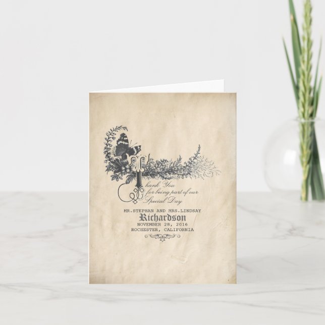 Fairytale vintage wedding thank you cards (Front)