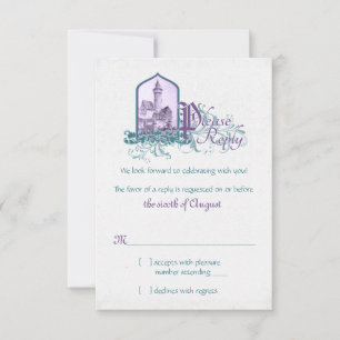Fairytale Violet Turquoise Château Mariage RSVP