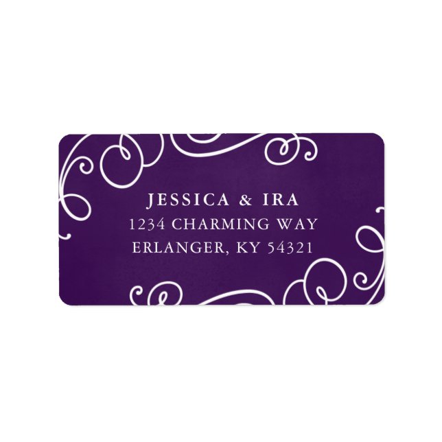 Fairytale Wedding Address Label in Royal Purple (Front)