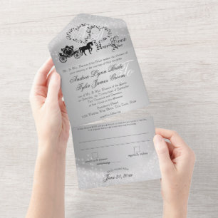 Fairytale Wedding Carriage Silver Grey All In One All In One Invitation