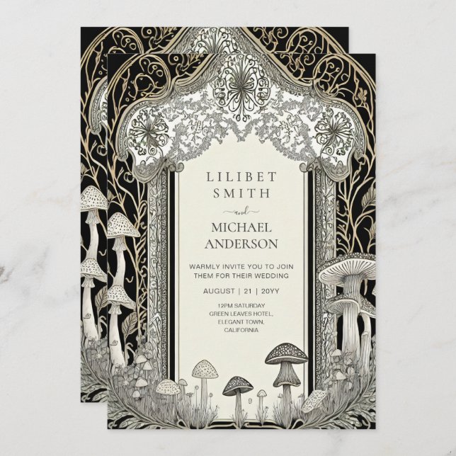 Fairytale Wedding Fairycore Mushrooms Forest  Invitation (Front/Back)