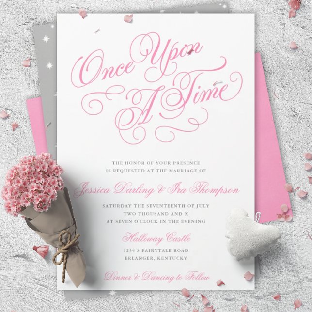 Fairytale Wedding Invitations in Pink & Gray (Creator Uploaded)