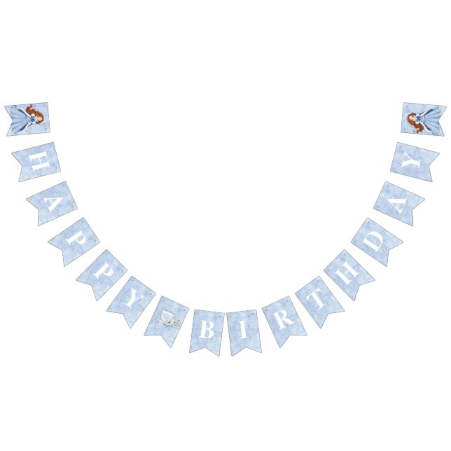 Fairytale Winter Snow Princess Birthday | Red Hair Bunting Flags (All)