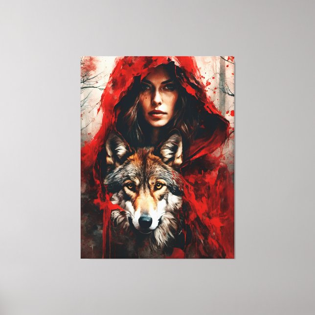 Fairytale Woman and a Wolf  Canvas Print (Front)