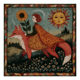 Fairytale Woman and Fox Poster