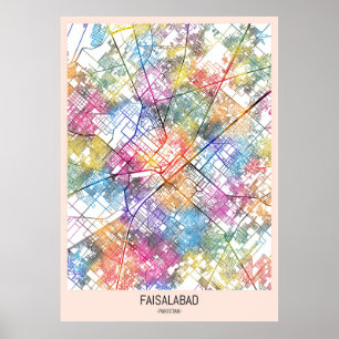 Faisalabad Pakistan City Map Poster