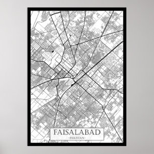 Faisalabad Pakistan Map Poster
