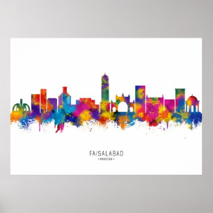 Faisalabad Pakistan Skyline Poster