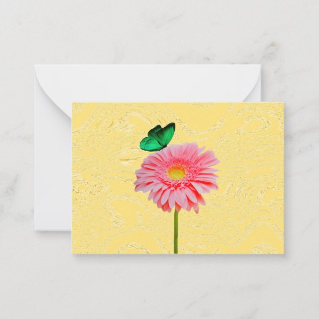 Faisceau rose Avec Cartes De Notes Papillon Vert (Devant)
