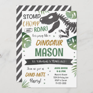 Faisons la fête comme un dinosaure Invitation d'an