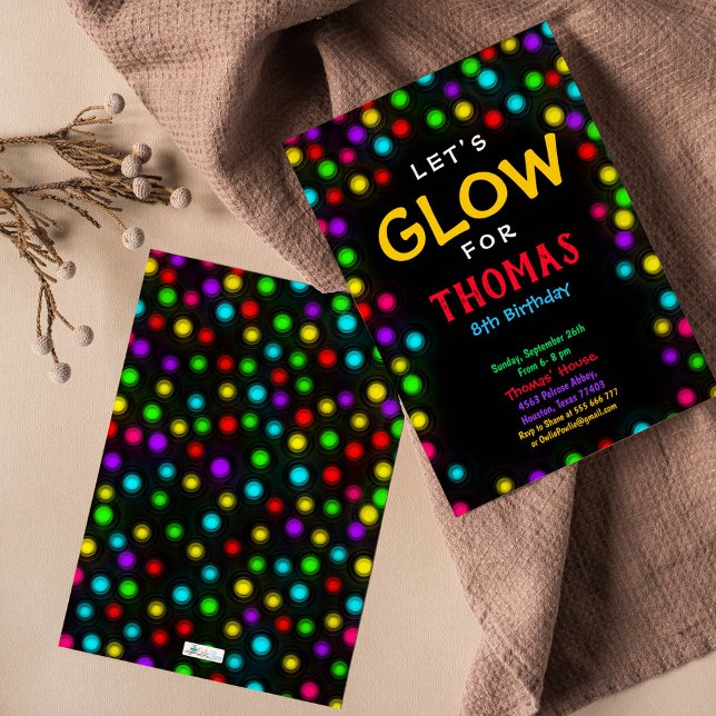 Faisons la fête de Neon Llow Invitation d'annivers (Créateur téléchargé)