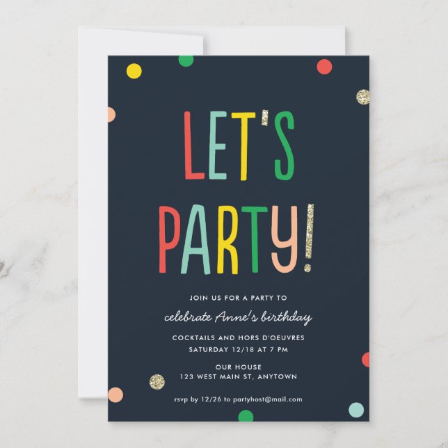 Faisons la fête ! Faux Gold Confetti | Invitation  (Devant)