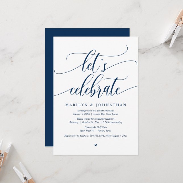 Faisons la fête Invitation de mariage en fuite (Devant/Arrière en situation)