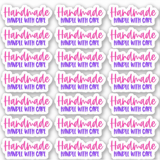 Fait à la main, avec soin - Sticker en vinyle (Devant)