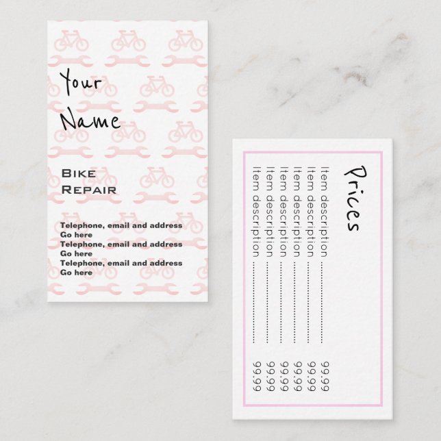 "Fait écho" des cartes des prix de réparation de (Devant / Derrière)