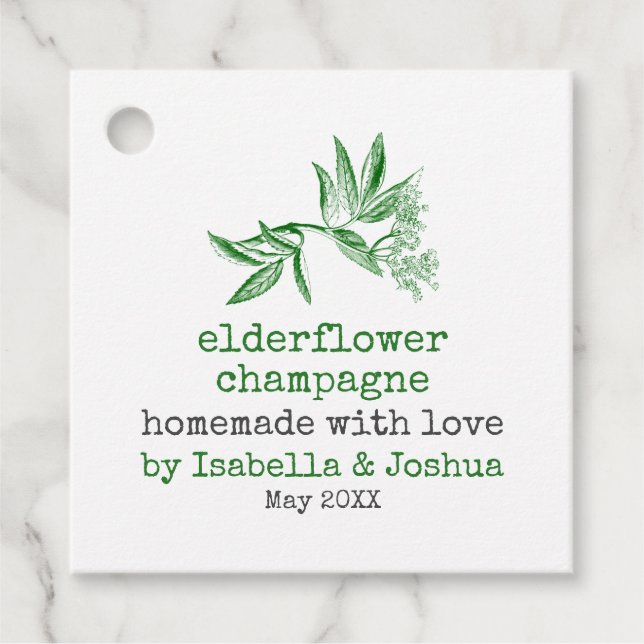 Fait maison avec amour étiquette Elderflower Chanp (Devant)