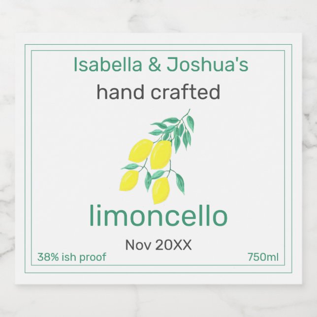 Fait maison avec amour étiquette limoncello (Étiquettes simples)