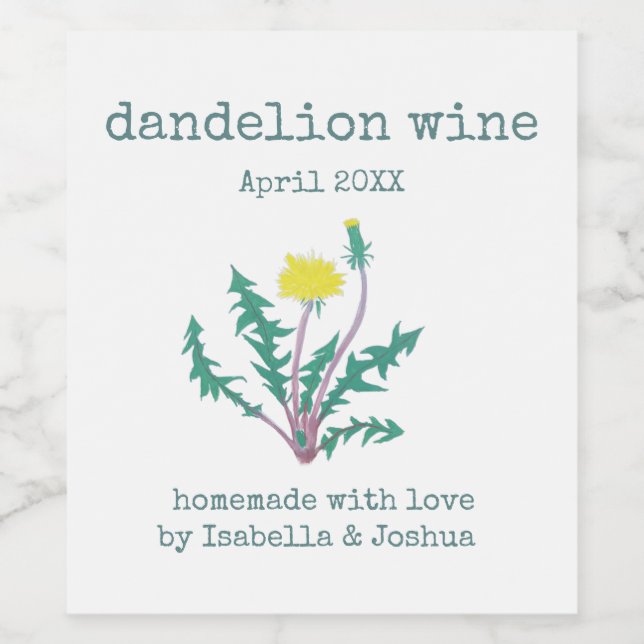Fait maison avec étiquette à vin Dandelion (Étiquettes simples)