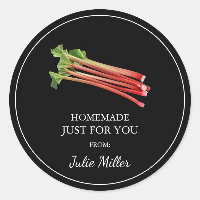 Fait maison juste pour vous étiquette de rhubarb (Devant)